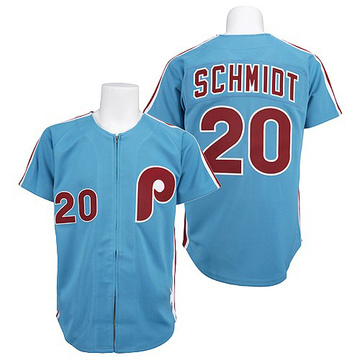 Men's Mitchell and Ness Philadelphia Phillies Mike Schmidt White /Red Strip Throwback  Jersey - Replica